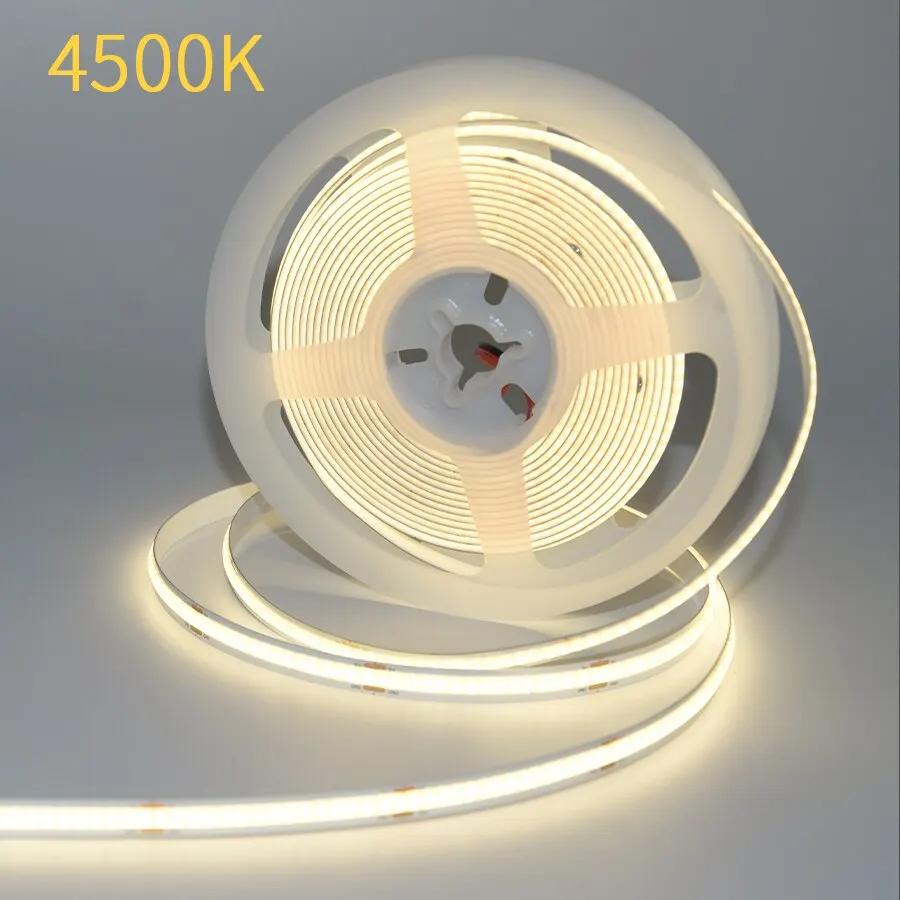 DC12V 24V COB LED Strip Light Flexible Tape Ribbon LED Light For Room Decor Backlight 3000-6000K Linear Dimmable 1M 2M 3M 5M 10M