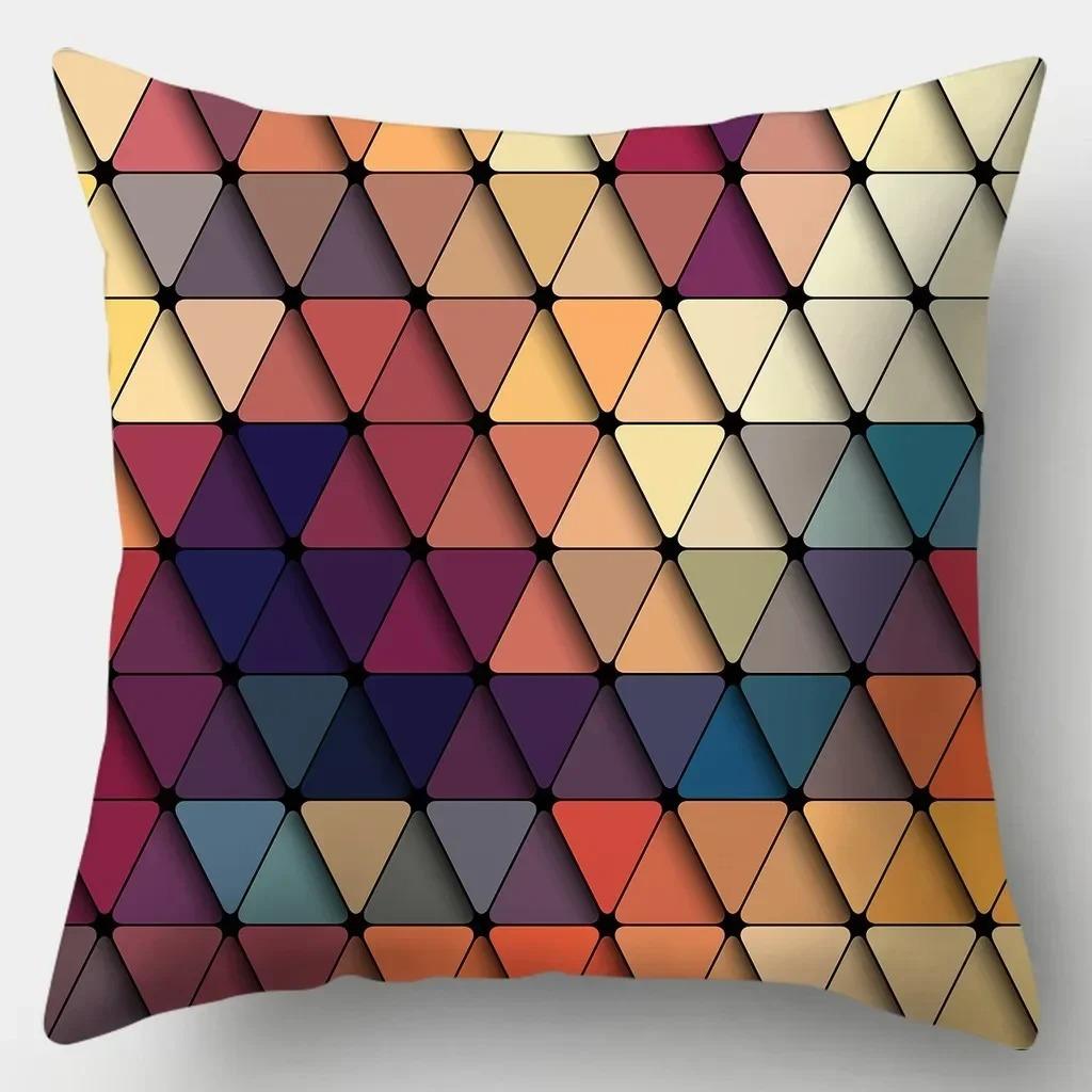 Double-Sided Printed Pillow Covers Mid-Century Triangle Chevron Art Decorative Throw Pillow Cases, Bold Color Block Home Decor