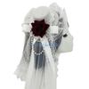 HX6F Creative Rose Flower Hairpin Top Hat Chain Headwear Gothic Sweet Halloween Party Gift Cosplay Costume Decoration