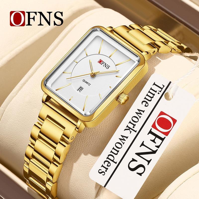 Women's Retro Square Watch Simple Three Needle Waterproof Calendar Display Light Luxury Elegant Quartz Watch