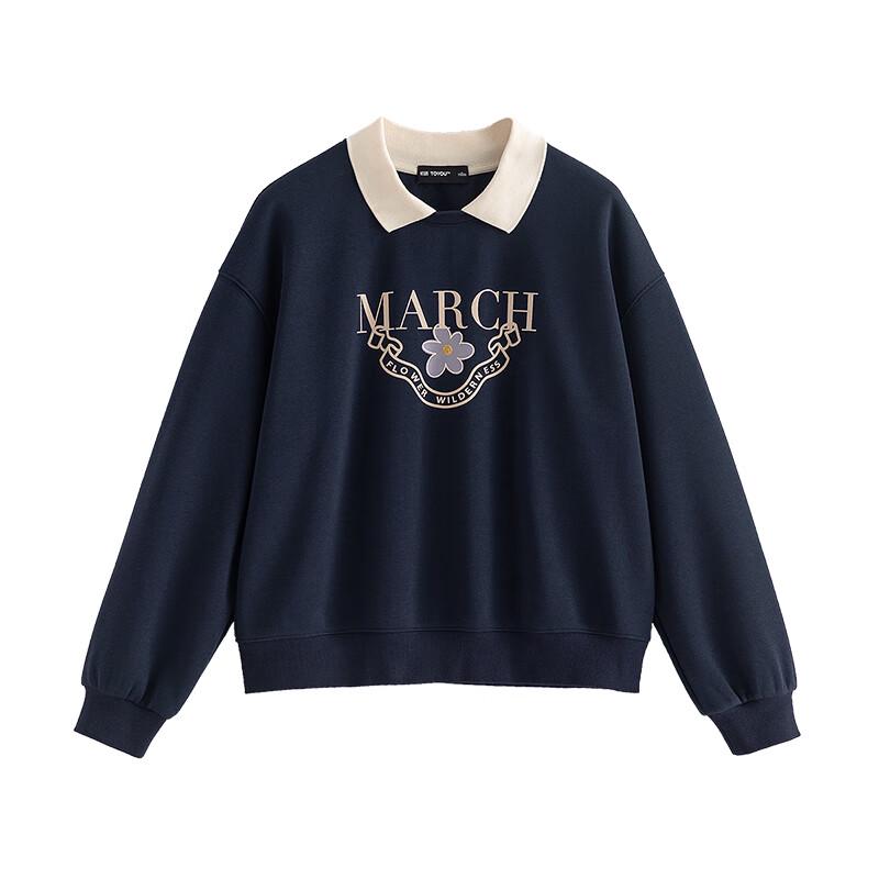 Chuyu Women's Floral Print Fleece Polo Neck Sweatshirt