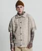 Stage Name Skeleton Short Sleeve Knit Shirt Cardigan_Sand Beige