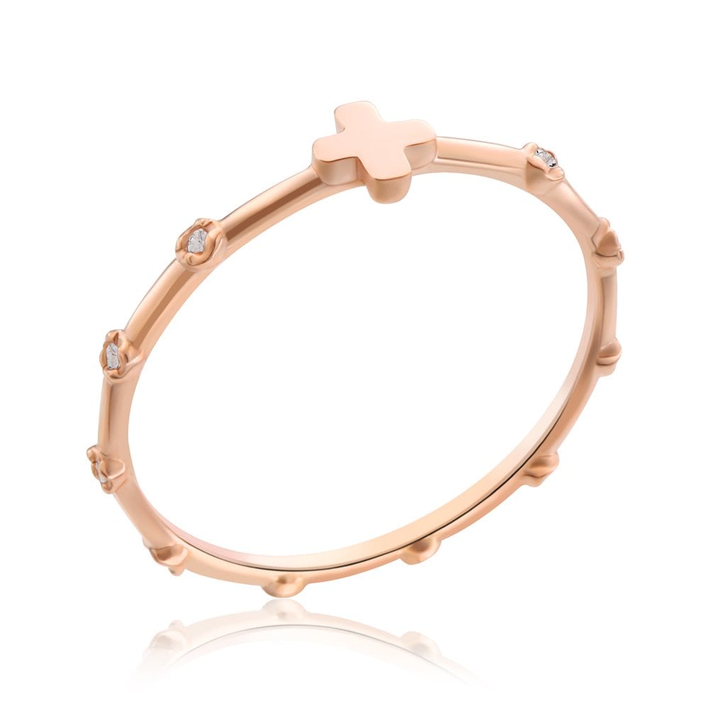 [Bnbgold] 14K Layered Cross Rosary Ring Shr38374