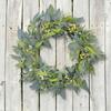 Fashion Artificial Garlands Green Portable Stylish Wreath with Berries Accent for Door and Wall Festival Decoration