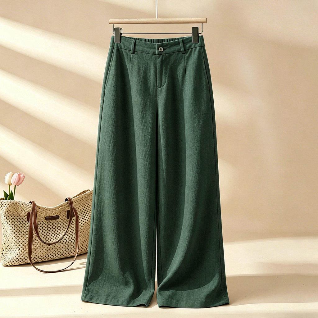 Loose and versatile cool linen wide-leg pants for women, summer 1116, thin high-waisted slimming drapey breathable straight-leg pants
