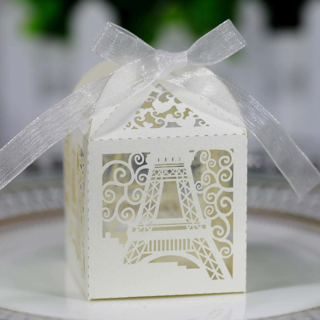 Creative 50Pcs/Set Creative Hollow Tower Wedding Candy Box Wedding Gift Chocolate Candy Box Party Small Gift Packaging Boxes