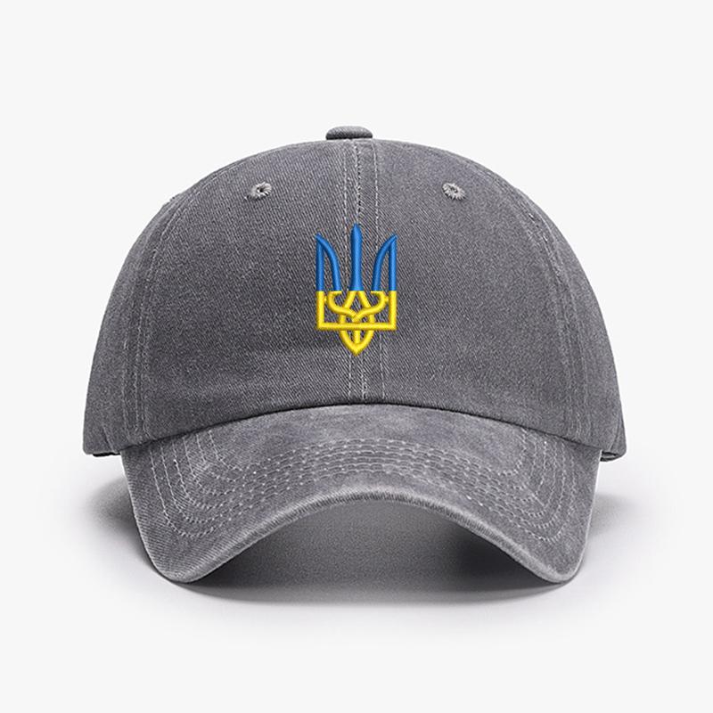 Embroidery Ukraine Trident Symbol Cotton Washed Fashion Sports Baseball Cap Adjstable Hip Hop Urban Street Style Dad Hat Visor Protection Snapback