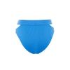 Blaue strukturierte Bikinihose mit hoher Taille und Cut-Outs/Fenstern Tbess21ba0215