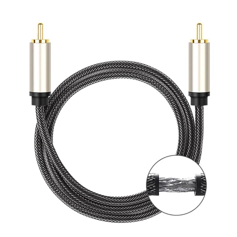 Digital Coaxial Audio Cable RCA Male to RCA Male Subwoofer Cable Nylon Braid RCA Video Cable for Subwoofer, Home Theater