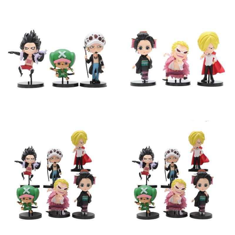 6-piece One Piece Cartoon Miniatures Toy Set Luffy Chopper Zoro Law Ace And Sabo 11cm Height