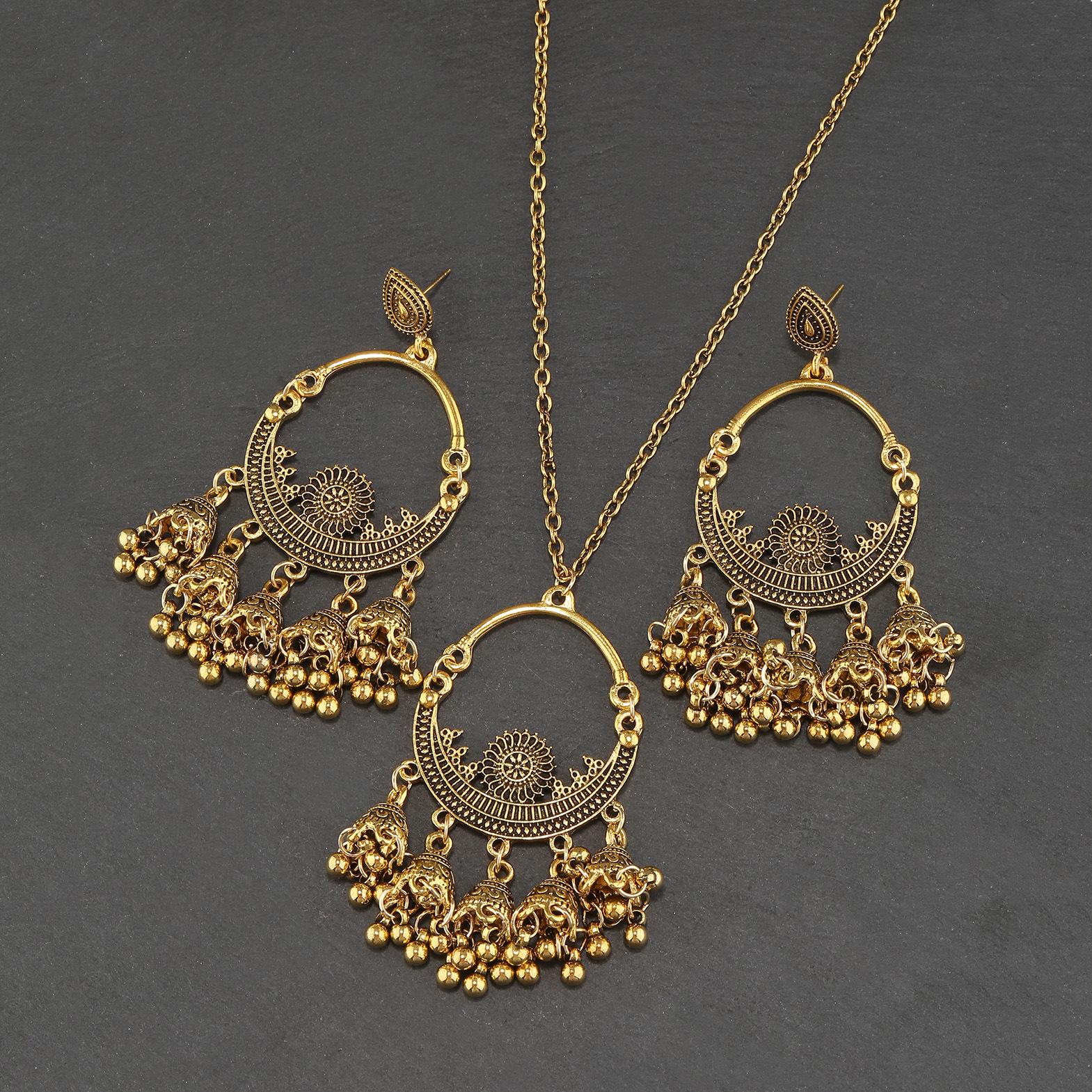 

Винтажный этнический набор серег-подвесок с кисточками для женщин, индийский цыганский круглый цветочный кулон, ретро свадебный цирконовый набор