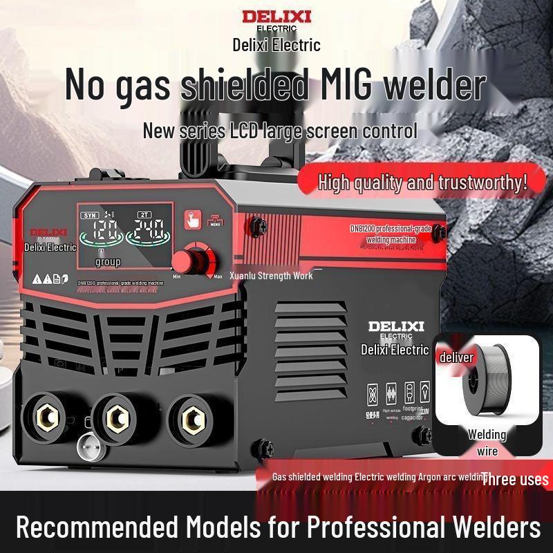 Delixi 1200 Three-in-One Welder: Gasless MIG/MAG, Manual Arc, TIG, Household 220V.