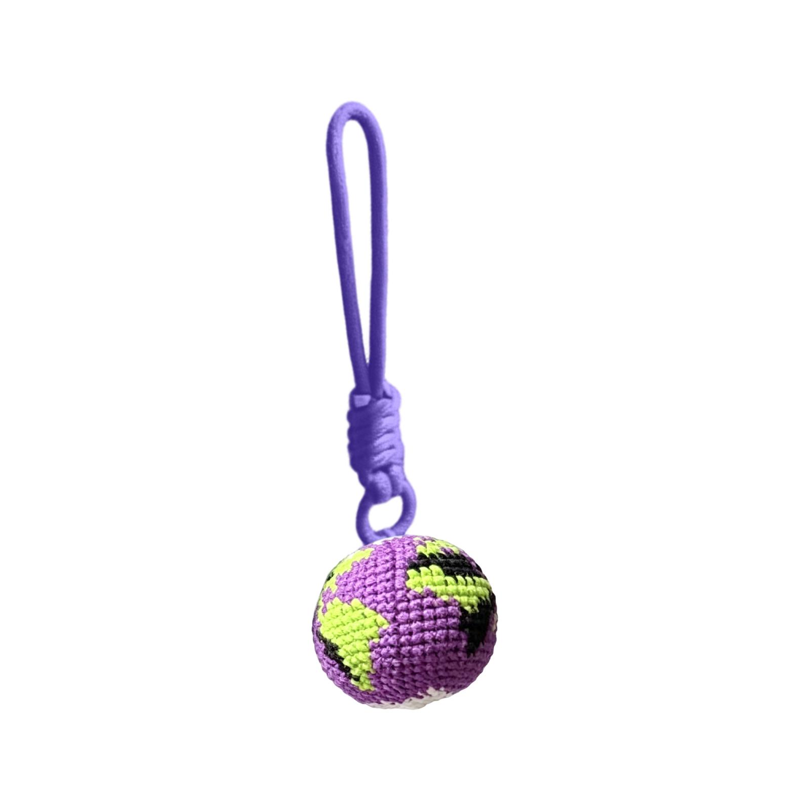 

Handmade Crochet Earth Keychain Ornament with Knitted Yarn Craft Design for Decoration and Accessories Use One Size фіолетовий