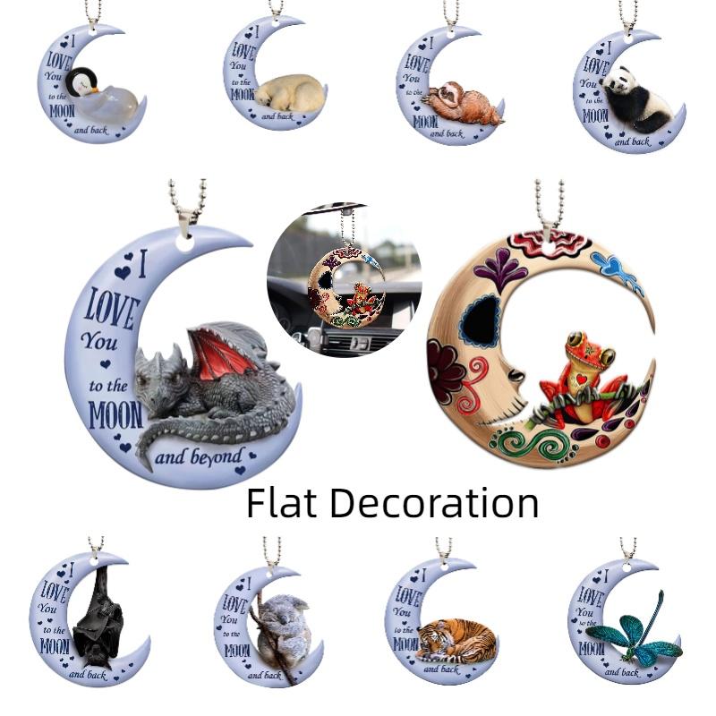 Acrylic Car Pendant Frog Moon Design Ideal For Valentine's Day And Christmas Decor