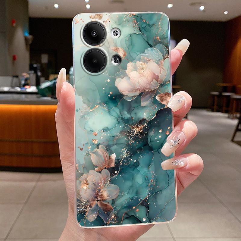 Chrysanthemum Grassland Case For Oppo Reno9/Reno9 Pro Transparent Soft Case For Reno9 Pro+ (Reno9 Pro Plus) Shockproof Casing