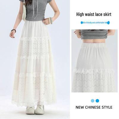 White Lace Long Skirt for Women - Summer 2025 Collection, Available In Small To Large Sizes