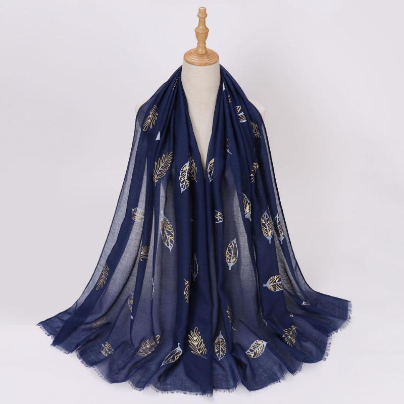 Ethnic Style Gold Foil Printed Scarf Soft Polyester Women S Fashion Scarf