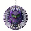 Vibrant 10-Inch Owl 2D Mandala Wind Chime - Colorful, Rotating Design for Outdoor Decor, Battery-Free Operation, Ideal Gift for Family & Friends