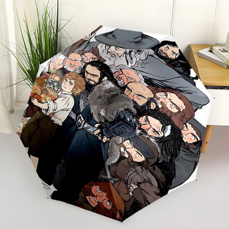 

1pc Outdoor Umbrella with Lord of the Rings Characters - Automatic Opening/Closing, Portable 3-Fold Design, 8-Rib Iron Frame - Perfect Gift for Fans,