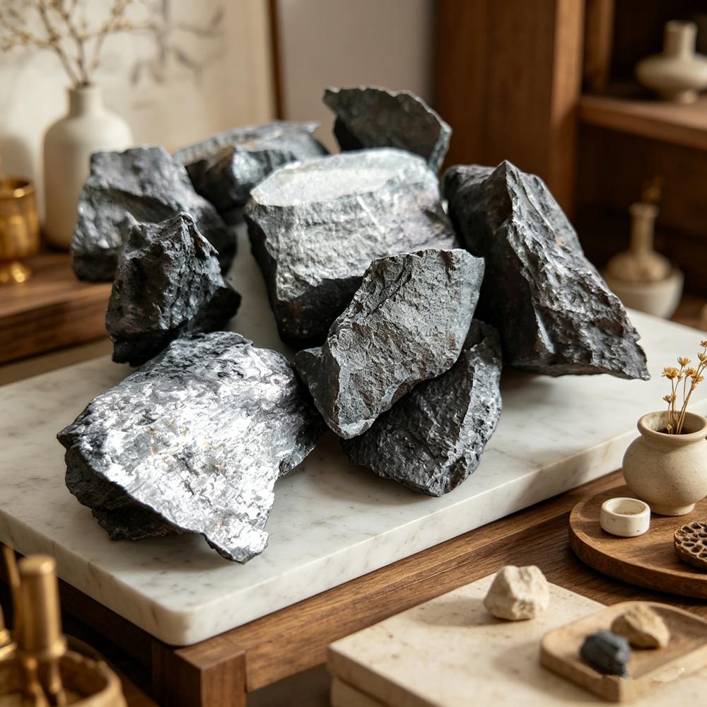 Natural Raw Shungite Stone Crushed Stone Mineral Sample Raw Stone Fishbowl Stone Home Decoration Stone Craft