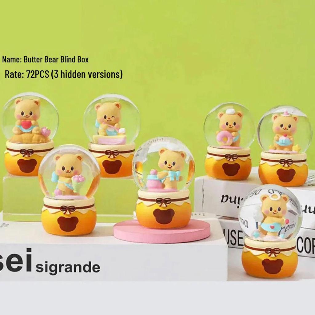 New Butter Bear Crystal Ball Toy: Trendy Blind Box Desktop Ornament for Douyin Live Streaming