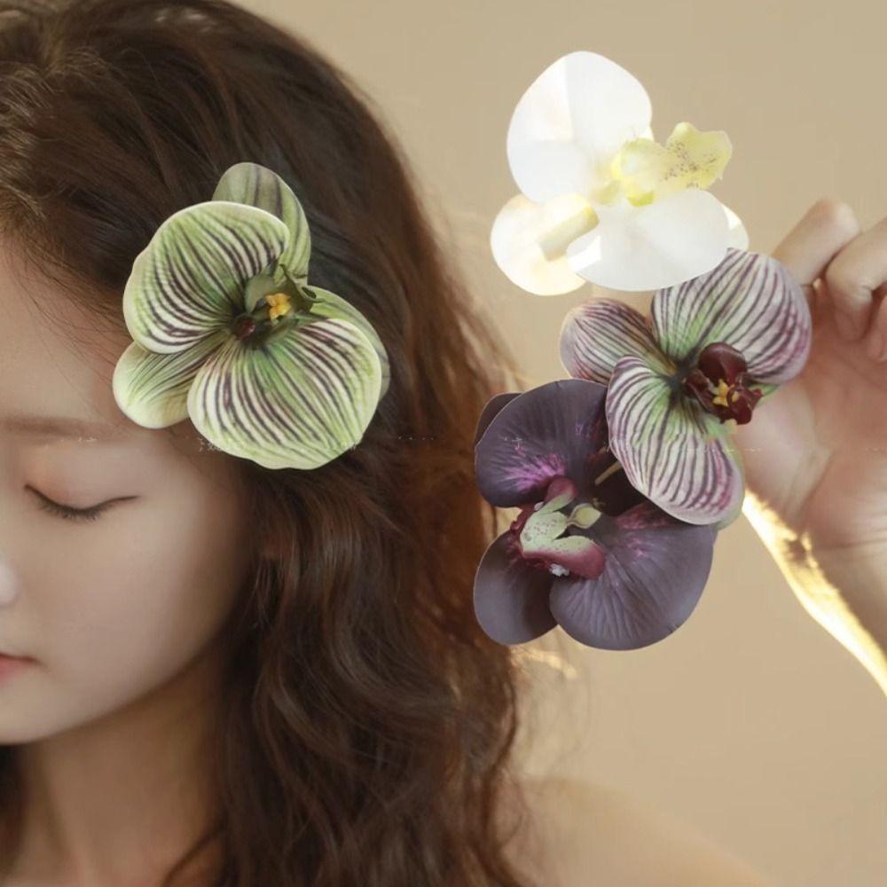 Ponytail Clip Flower Hair Claw Bohemia Barrettes Large Shark Clip Butterfly Orchid Hair Clip Daily