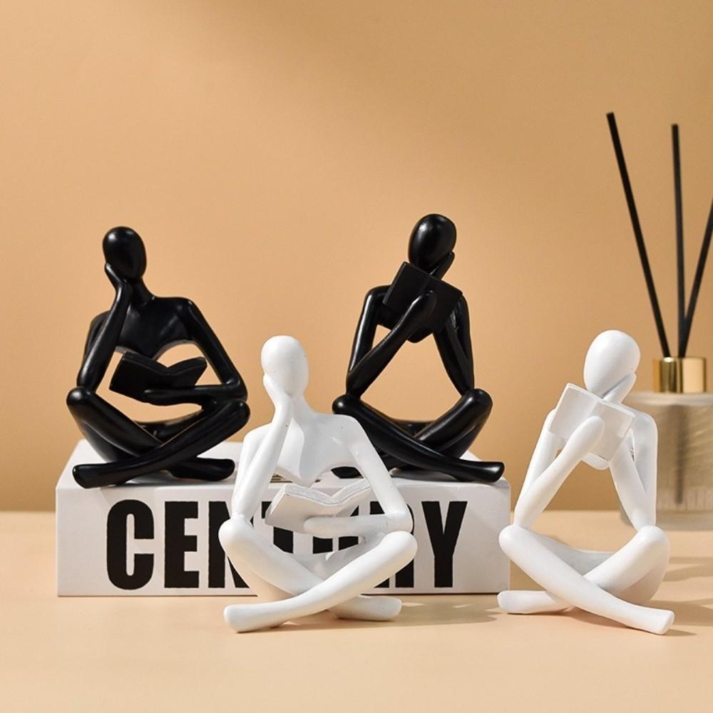 Nordic Style Reading Sculpture Modern Resin Figurine Ornaments The Thinker Statue  Living Room