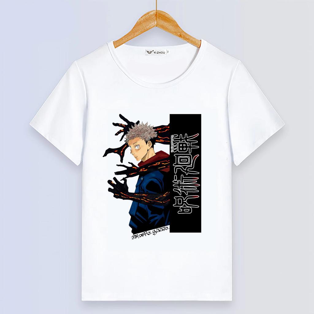 Anime Jujutsu Kaisen Cute White Summer Short Sleeve For Women Soft Plus Size Street Style Elastic Top T-Shirt