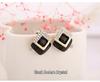 Korean Style Geometric Zircon Needle Ear Studs for Women - Retro Fashionable Earrings
