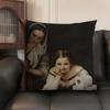 Copricuscino Mona Lisa con Perle Ragazza Lino Naturale Tessuto Biologico Stampa Double-Sided Divano Decorazione Casa Federa Regalo