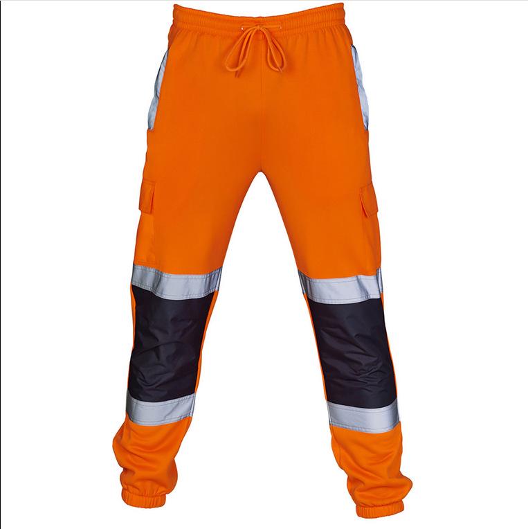 Men's Casual Jogger Cargo Pants with Silver Reflective Strip