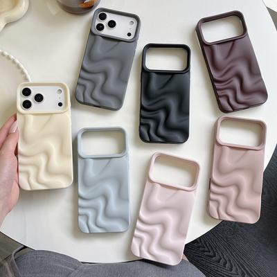 Matte 3D Water Ripple Phone Case for iPhone 17 16 15 14 13 12 11 Pro Max 17pro Cases Shockproof Soft Silicone Back Cover