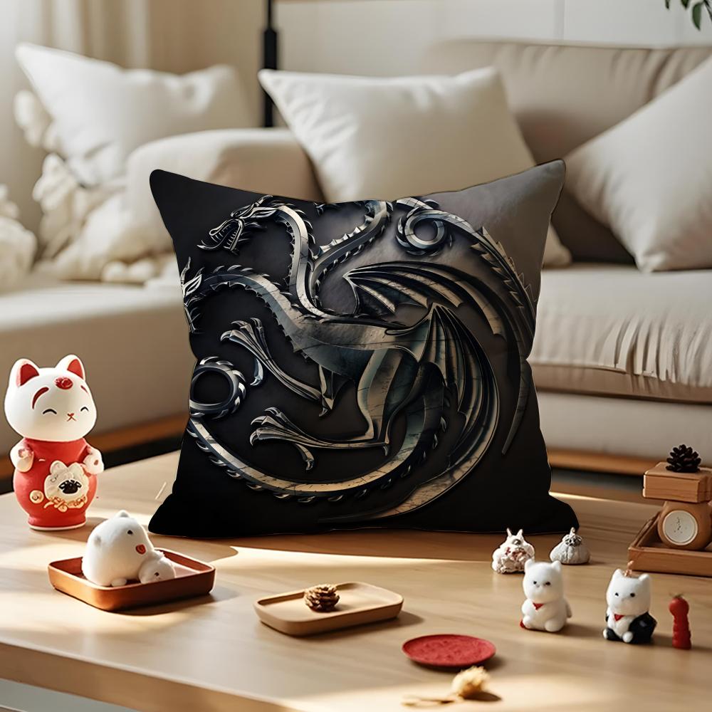 Movie GGame of Thrones Cushion Cover Silky Short Plush Invisible Zipper Dustproof Sofa Pillow Case for Home Decor