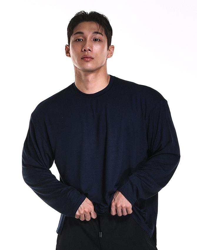 Rvd Airy Modal Oversized Long Sleeve (Navy) Navy/2Xl
