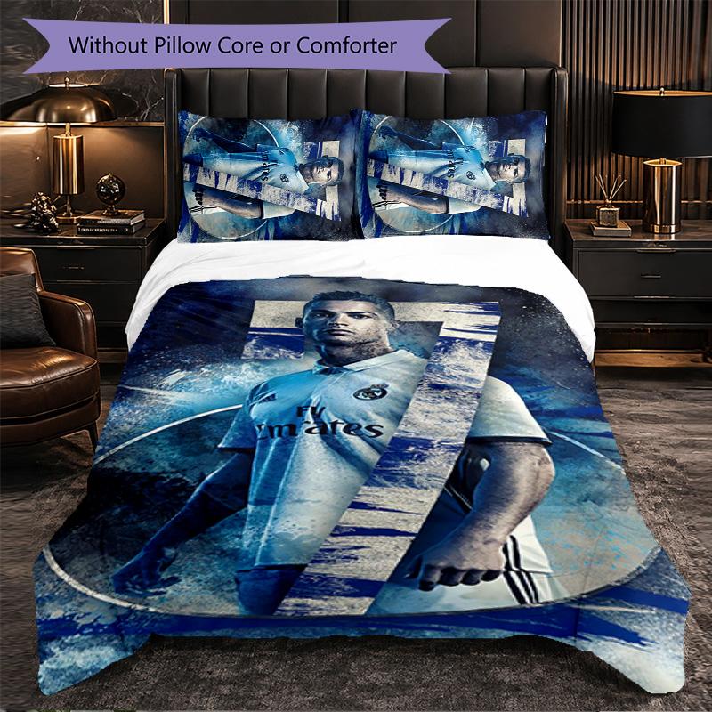 Biancheria da Letto a Tema Cristiano Ronaldo Set 3 Pezzi Copripiumino Biancheria da Letto Decorativa per Stanza Adolescenti Decorazione Casa