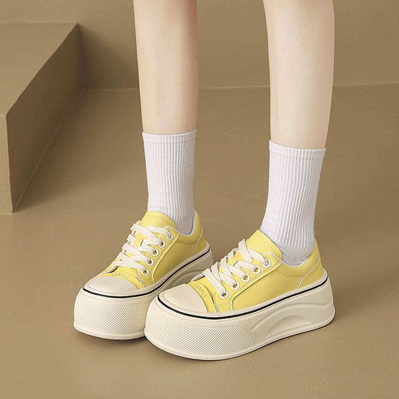 Fashion CRLAYDK Platform Sneakers for Women 6.5CM Height Increase Fashion Casual Tennis Skate Walking Shoes Leather Anti Slip Trainers