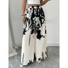 2026 Spring/Summer Women's Fashion Black and White Printed Slimming Casual Wide-Leg Pants