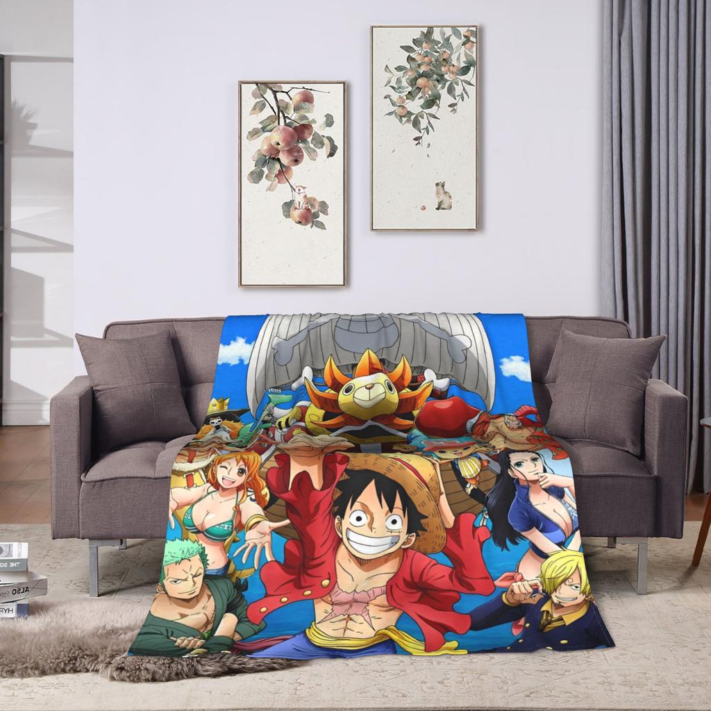 One Anime P-Pieces  Flannel Blanket  Soft Durable Throw Blanket for Living Room Decorative Pattern Bedspread Sofa Bed Cover