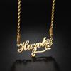 Atoztide Personalized Custom Name Necklaces for Women Stainless Steel Twist Chain Flower Nameplate Pendant Birthday Jewelry Gift