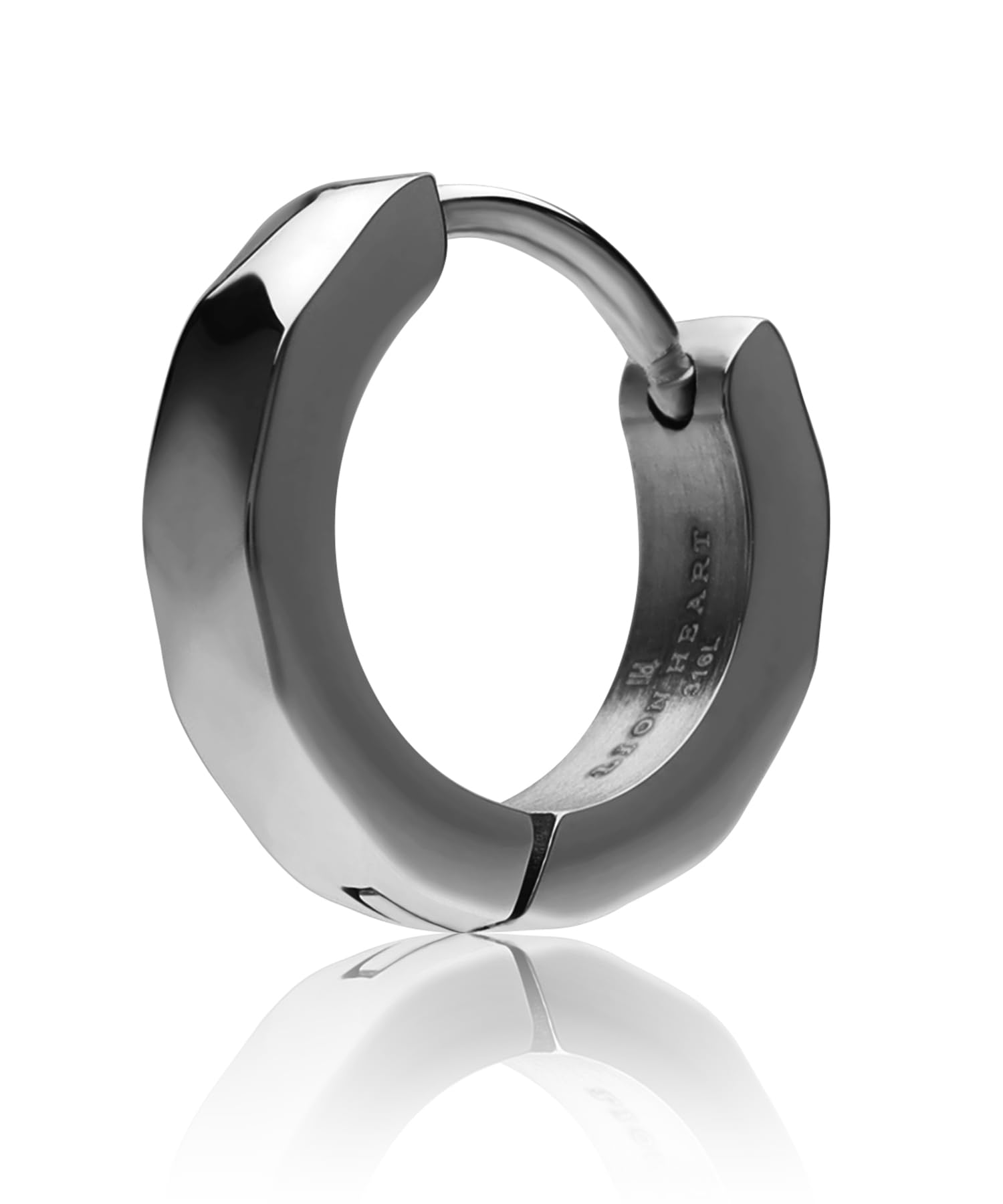 

LION HEART THE EDGE Cutting Hoop Earrings, Surgical Stainless Steel 316L, Hypoallergenic, for Men and Women (Black), Single Ear