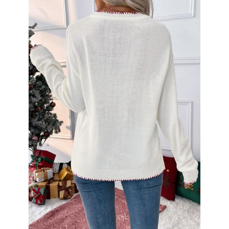 INDFS Damenmode Lässige Herbst Winter Langarm O-Ausschnitt Pullover