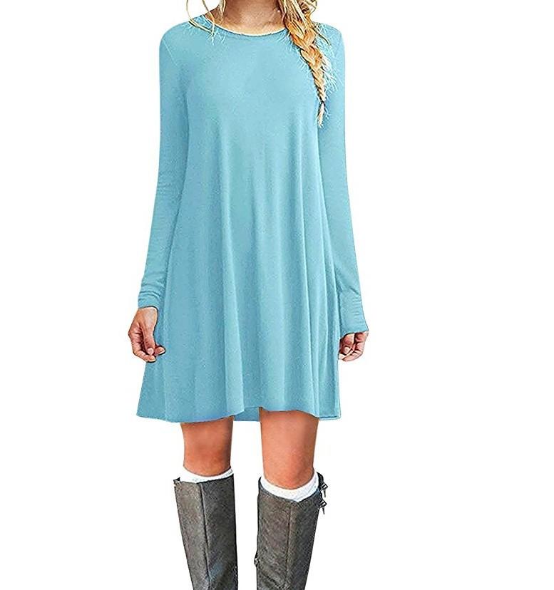 

Женское короткое платье, свободные тонкие платья с длинными рукавами 5XL