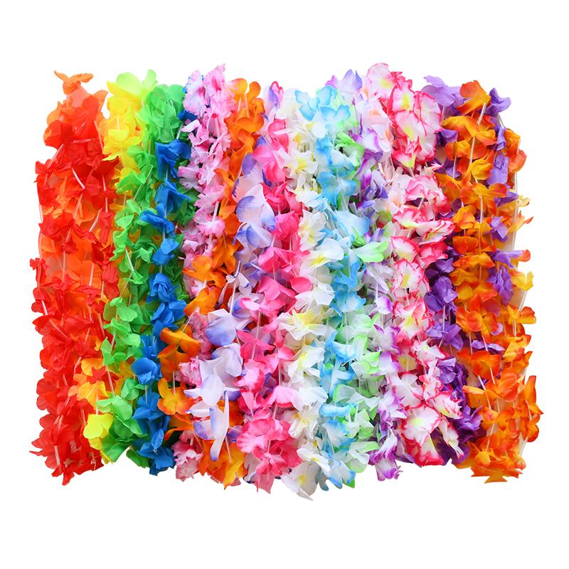 

24 шт. Гавайское искусственное цветочное ожерелье-венок, гирлянда, Луау, тропическая, украшение для вечеринки по случаю дня рождения, летние пляжные свадебные принадлежности 24Pcs