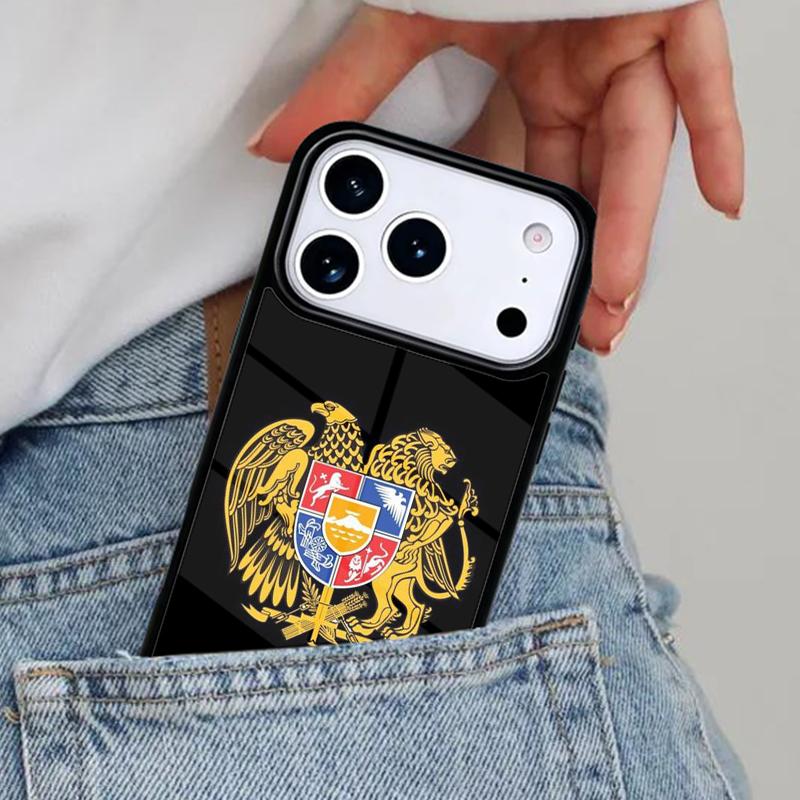 Armenian Coat Of Arms Flag Phone Case for iPhone 16e 15 14 13 12 17 Pro Max Plus Air 17pro Cover Coque