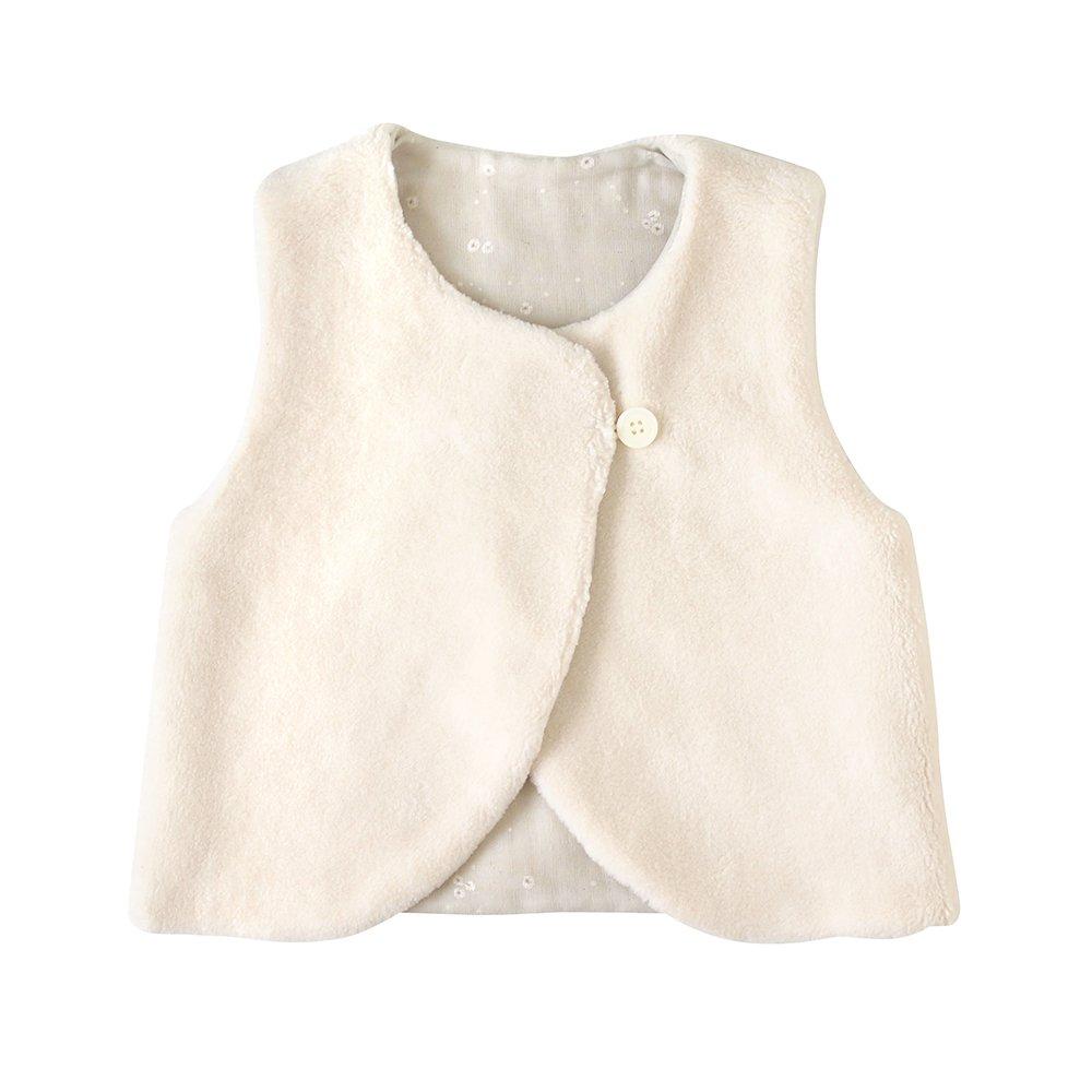 

10mois Naomi Ito Двусторонний меховой конверт для новорожденных из полиэстера и 80661 Жилет с узором, 90 см, Хлопок, кремовый