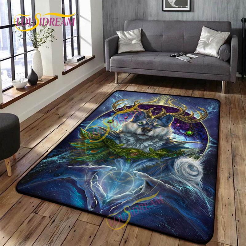 Animal Art Tiger Washable Square Soft Wolves Rug Living Room Bedroom Decorative Floor Mat Kitchen Bathroom Door Mat carpet.
