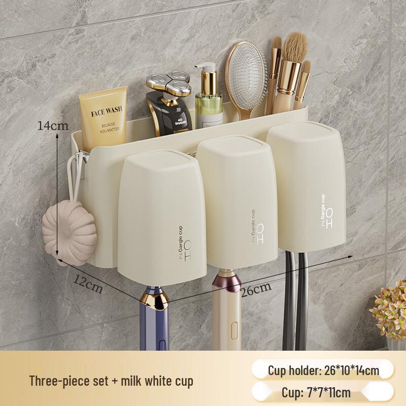 YIXI No-Drill Bathroom Toothbrush Holder with Cups