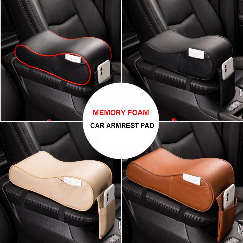 Leather Car Central Armrest Pad Universal Heightening Hand Arm Support Memory Foam Center Console Box Auto Armrest Cushion