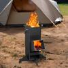 Tragbarer Holzofen Outdoor Camping Wandern Picknick BBQ Kochen Raketenofen mit Griff Edelstahl Holzvergaser Campingkocher