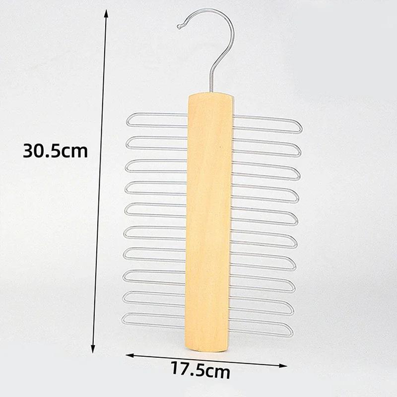 Ties Hanger Holder Rack Silk Scarf Belt Clothes Organizer Cabinet Wooden Storage Hanging Rack Storage Holder For Wardrobe Closet